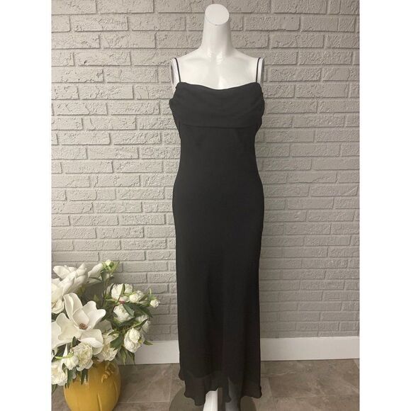 Be Smart Black Elegant Spaghetti Strap Evening Maxi Dress Size 5/6 - Picture 1 of 9